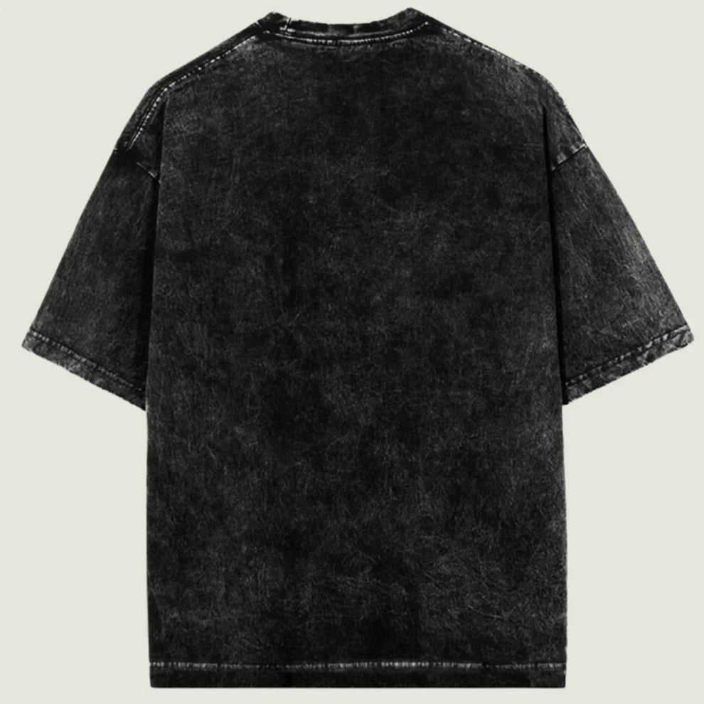 Oversized Acid Wash Black Cotton T-Shirt 🖤✨