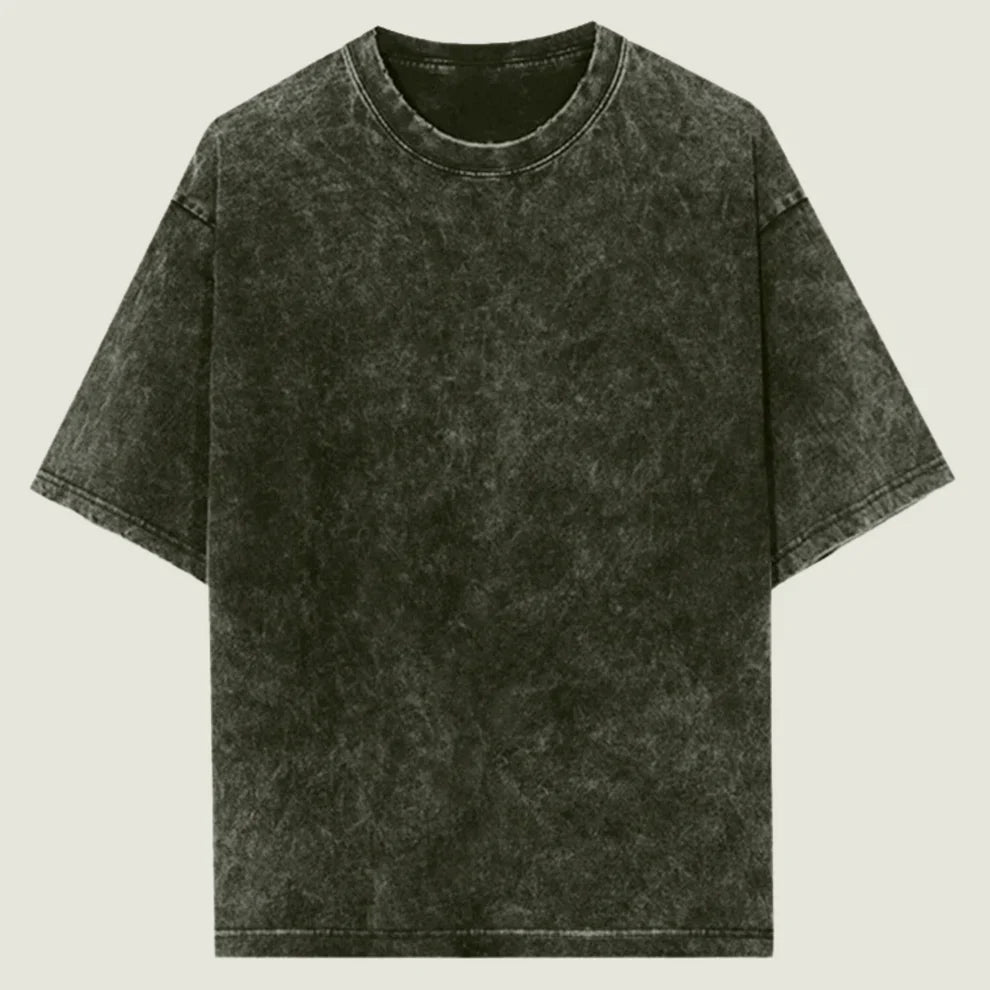 Oversized Acid Wash Olive Green Cotton T-Shirt 🫒✨