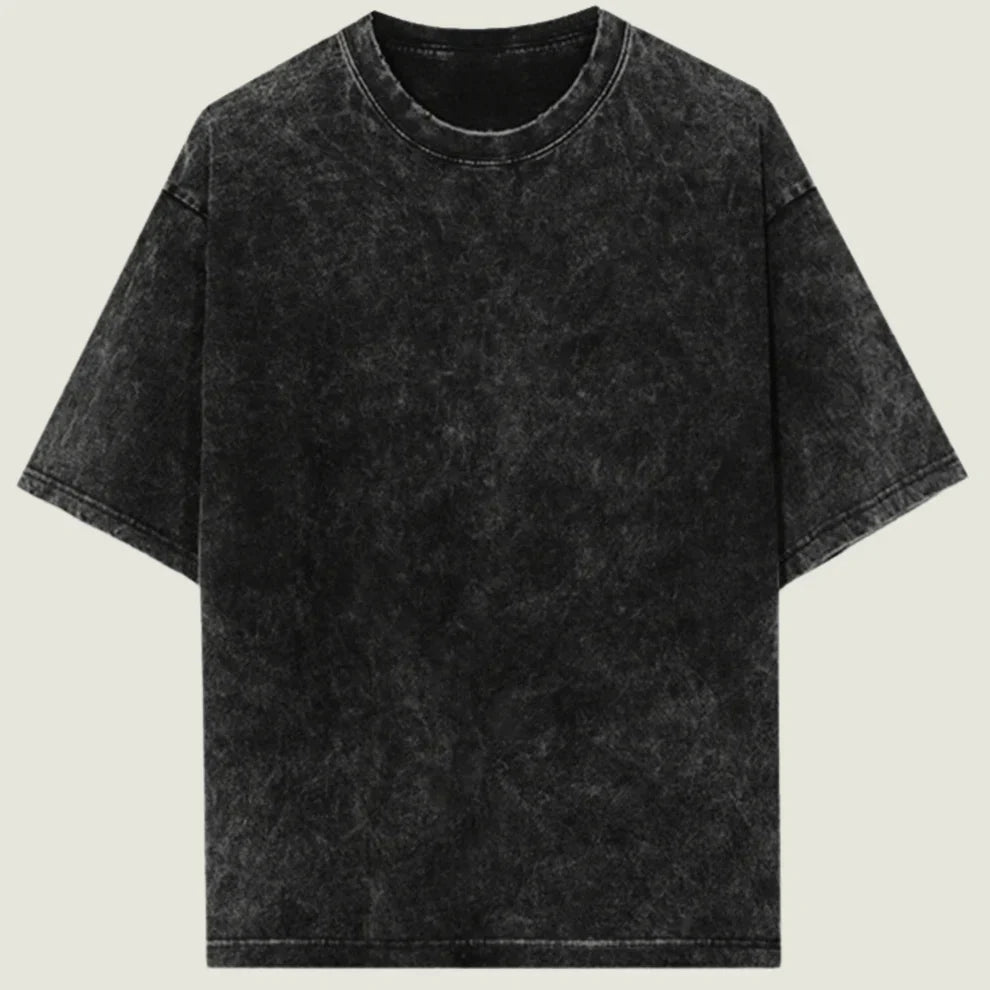 Oversized Acid Wash Black Cotton T-Shirt 🖤✨