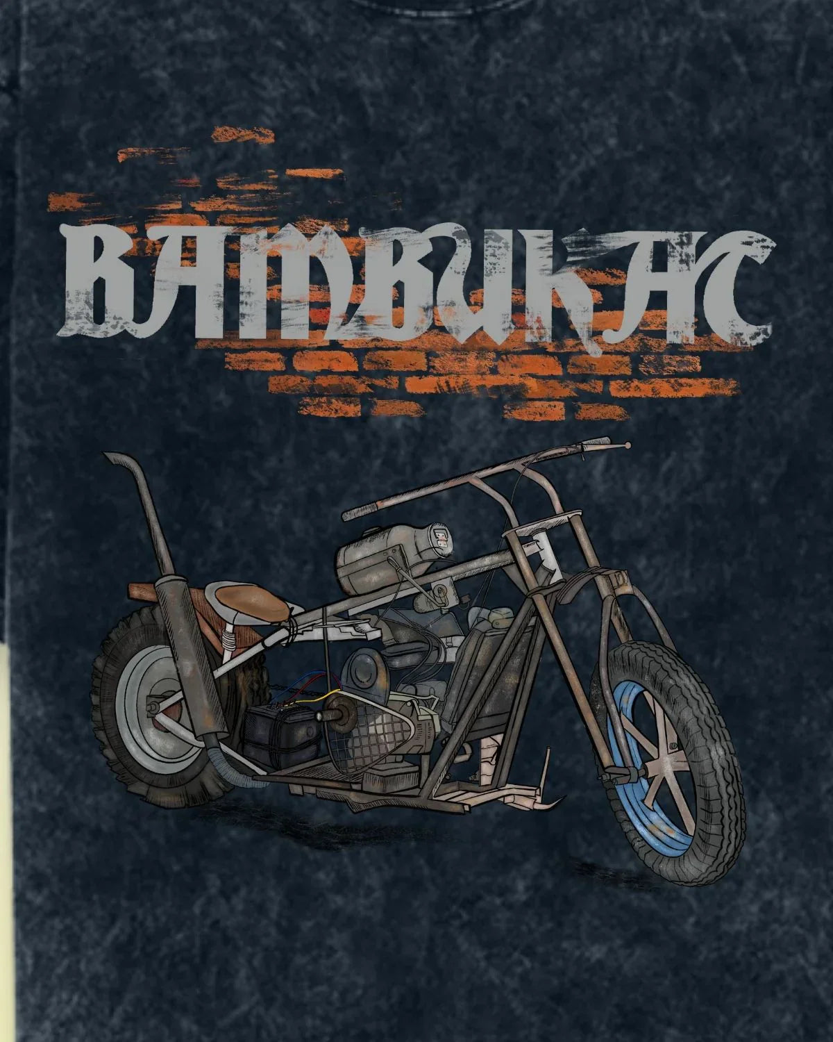 BAMBUKAT Acid Wash Oversized T-Shirt – Vintage Motorcycle Edition 🏍️🖤🔥