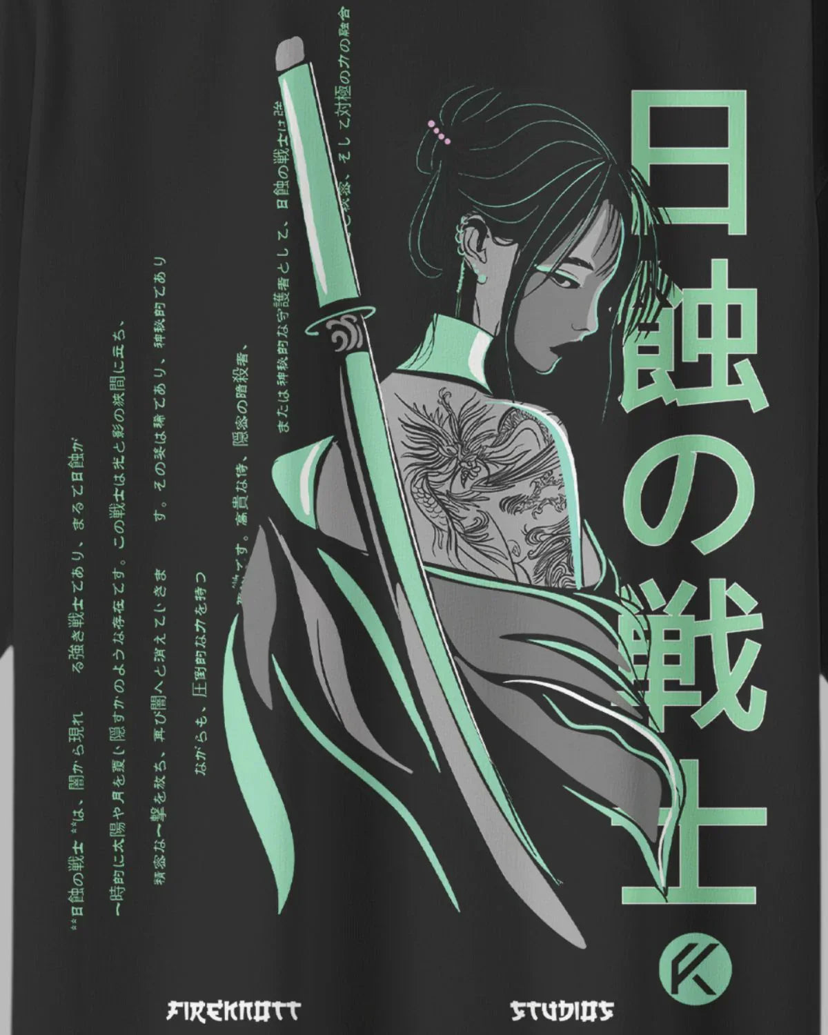 Samurai Shadow Acid Wash Oversized T-Shirt – Japanese Warrior Edition ⚔️🖤👕