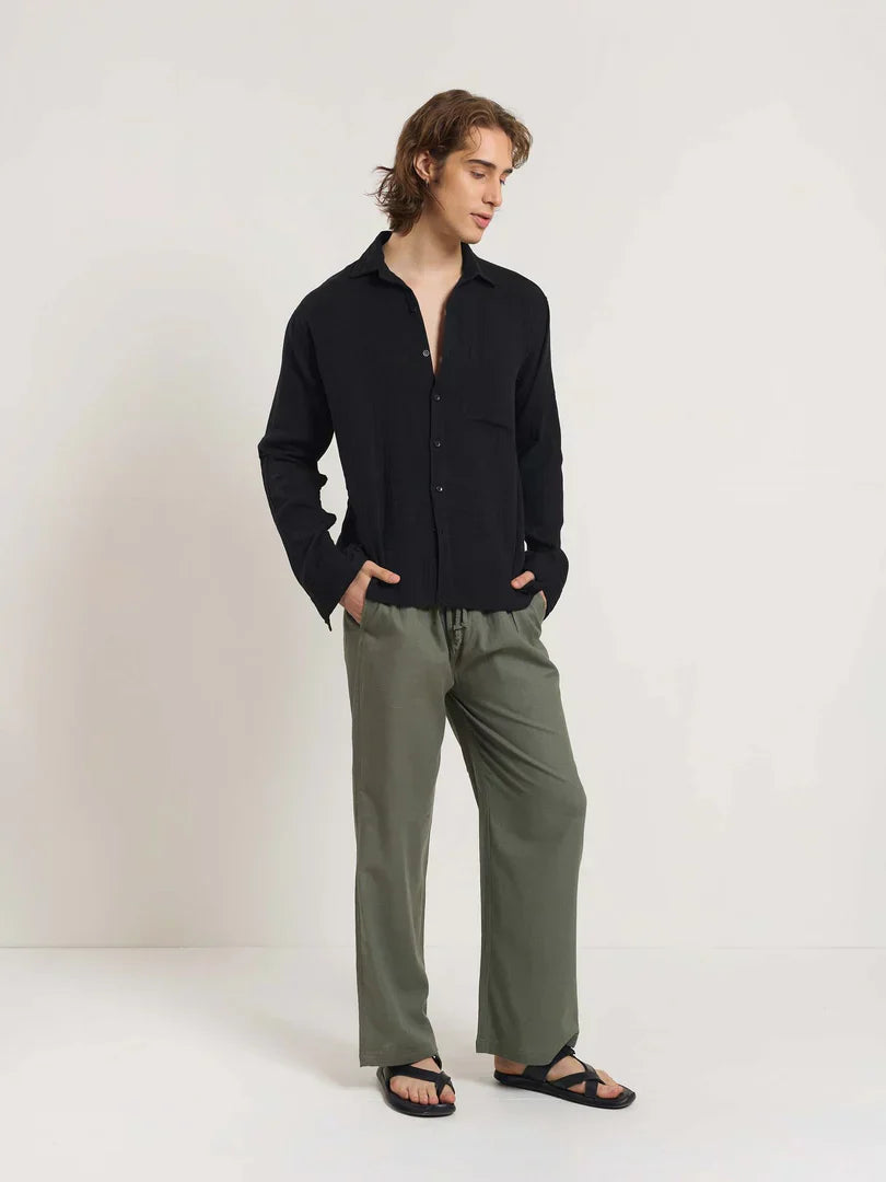 Black Gauze Holiday Shirt