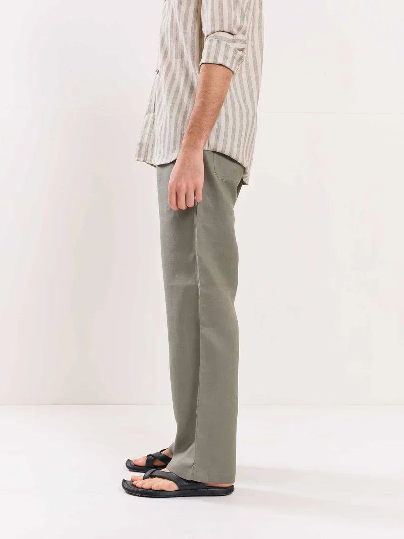 Grey Linen Pull-on Pants