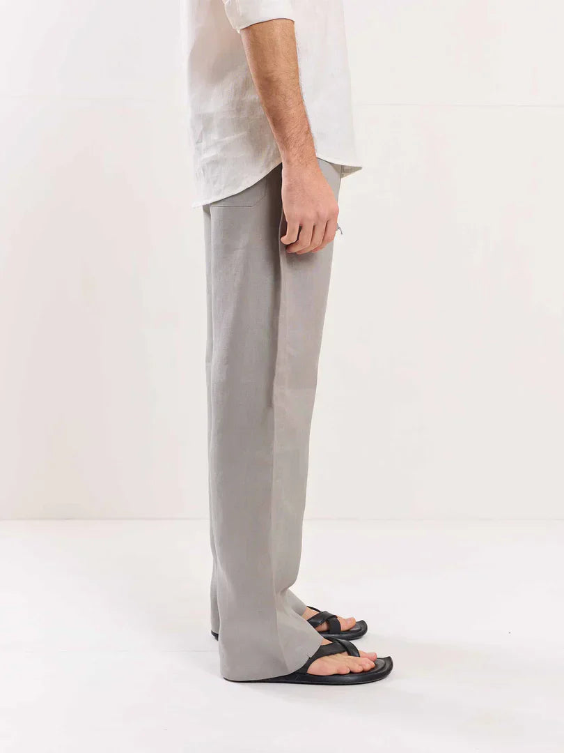 Light Grey Linen Pull-on Pants