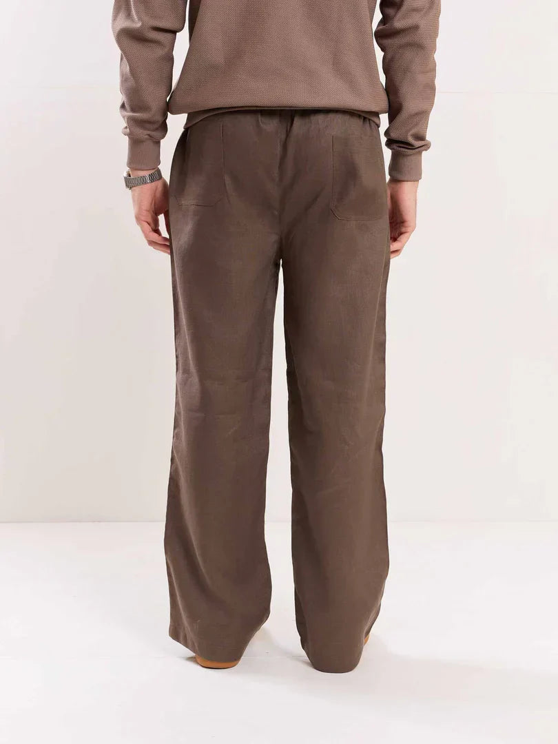 Taupe Linen Pull-on Pants