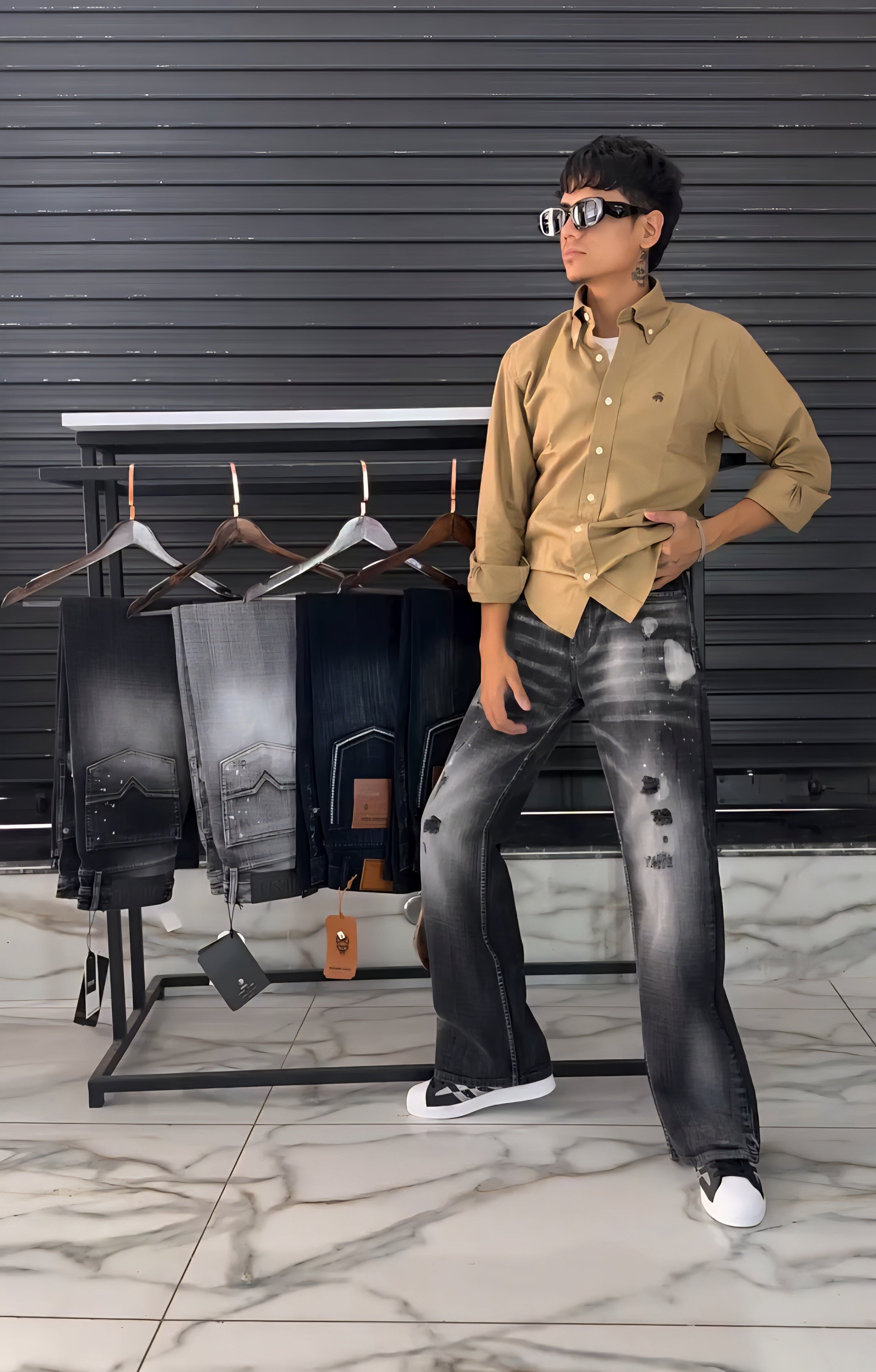 Toki Mid-Wash Bell Bottom Jeans