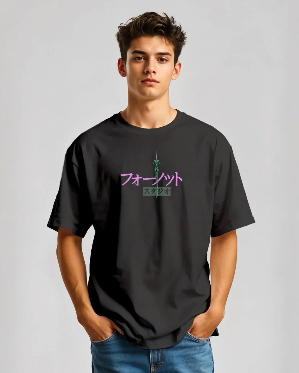 Samurai Shadow Acid Wash Oversized T-Shirt – Japanese Warrior Edition ⚔️🖤👕